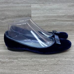 Rebecca Moses Wild About Cashmere Blue Velvet Hard Sole Slippers Womens Size 8
